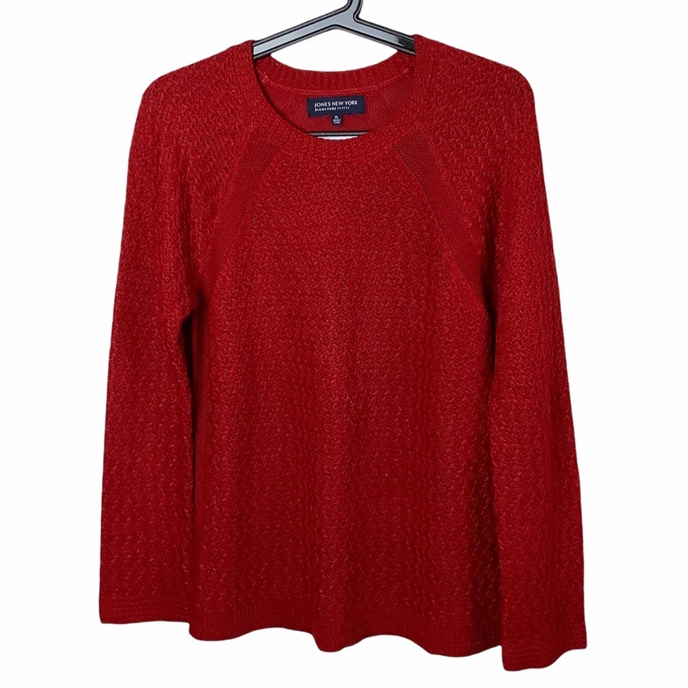 Jones New York Red Knit Pullover Crewneck Sweater